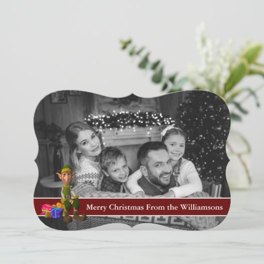 Cartes Pour Fêtes Annuelles Auto noir et blanc photo elf Fancy Triage (Debout devant)