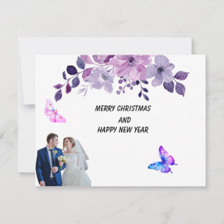 Cartes Pour Fêtes Annuelles Autocollant de bouquet de fleurs violettes à l'aqu