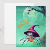 Cartes Pour Fêtes Annuelles Automne/araignée/sorcière/halloween (Devant / Derrière)