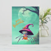 Cartes Pour Fêtes Annuelles Automne/araignée/sorcière/halloween (Debout devant)