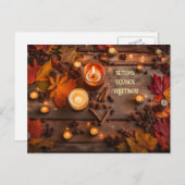 Cartes Pour Fêtes Annuelles Automne Automne Equinox Bougies Épices Feuilles (Devant / Derrière)