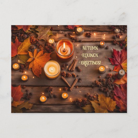 Cartes Pour Fêtes Annuelles Automne Automne Equinox Bougies Épices Feuilles (Devant)