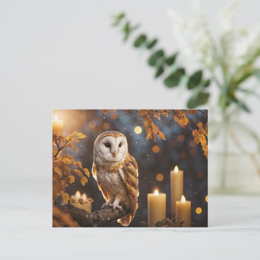 Cartes Pour Fêtes Annuelles Automne Automne Equinoxe Mystical Candles Owles (Debout devant)