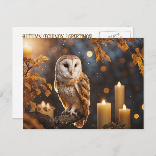 Cartes Pour Fêtes Annuelles Automne Automne Equinoxe Mystical Candles Owles (Devant / Derrière)