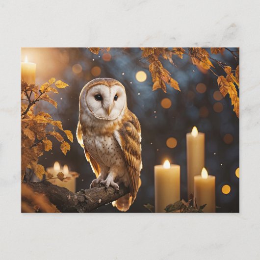 Cartes Pour Fêtes Annuelles Automne Automne Equinoxe Mystical Candles Owles (Devant)