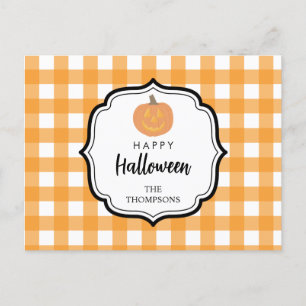 Cartes Pour Fêtes Annuelles Automne Automne Orange Plaid Halloween Citrouille