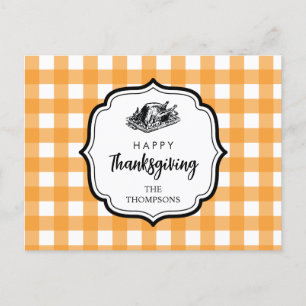 Cartes Pour Fêtes Annuelles Automne Automne Orange Plaid Thankgiving Turquie