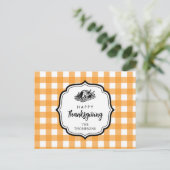 Cartes Pour Fêtes Annuelles Automne Automne Orange Plaid Thankgiving Turquie (Debout devant)
