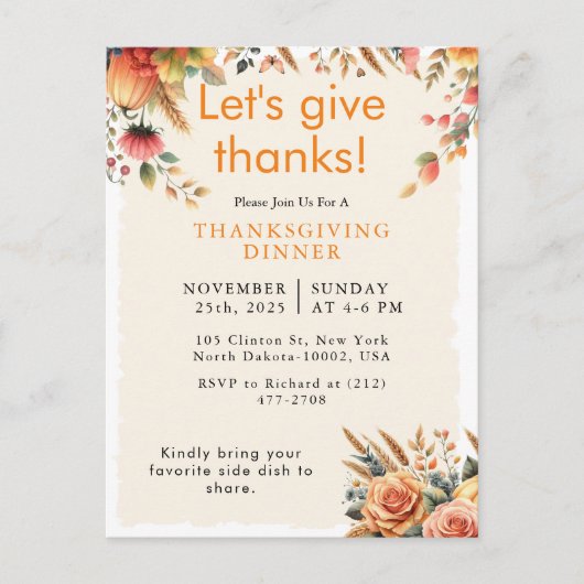 Cartes Pour Fêtes Annuelles Automne Automne Rustique Citrouille Thanksgiving I (Devant)