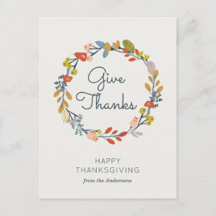 Cartes Pour Fêtes Annuelles Automne Botanique Thanksgiving