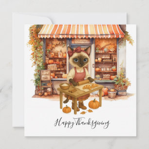Cartes Pour Fêtes Annuelles Automne Boulangerie de chats Thanksgiving Amoureux