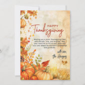 Cartes Pour Fêtes Annuelles Automne Citrouille et Feuille Thanksgiving (Devant)