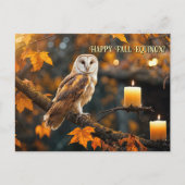 Cartes Pour Fêtes Annuelles Automne Equinox Mabon Owl and Candle (Devant)