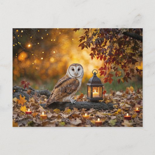 Cartes Pour Fêtes Annuelles Automne Équinoxe de l'automne Chouette mystique et (Devant)