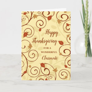 Cartes Pour Fêtes Annuelles Automne Feuilles Bon thanksgiving Classmate