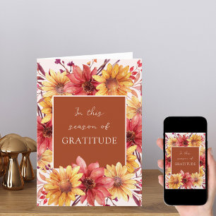 Cartes Pour Fêtes Annuelles Automne Floral Saison de Gratitude Thanksgiving