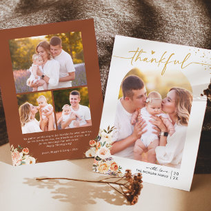 Cartes Pour Fêtes Annuelles Automne Floral Terracotta 4 Photos Thanksgiving