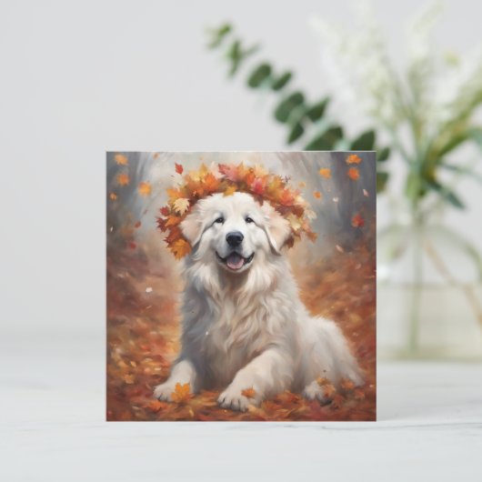 Cartes Pour Fêtes Annuelles Automne - Grands Pyrénées Joyeux Chiot 2 (Debout devant)