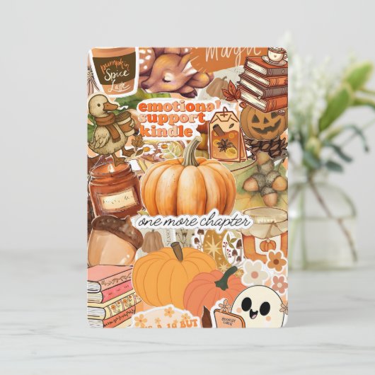 Cartes Pour Fêtes Annuelles Automne Kindle Insérer Automne Cosy Bookish Gig (Debout devant)