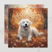 Cartes Pour Fêtes Annuelles Automne - Les Pyrénées Joyeuses Chiot (Devant / Derrière)