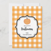 Cartes Pour Fêtes Annuelles Automne Orange Carreaux Halloween Citrouille (Devant)
