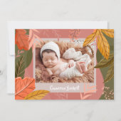 Cartes Pour Fêtes Annuelles Automne Photo Annonces de naissance (Devant)