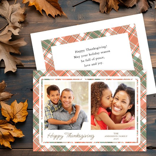 Cartes Pour Fêtes Annuelles Automne Plaid Thanksgiving 2 Photos