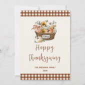 Cartes Pour Fêtes Annuelles Automne Rustique Citrouille Plaid Thessgiving (Devant)