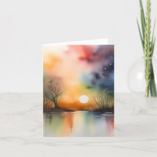 Cartes Pour Fêtes Annuelles Automne Soirée Scène C - Aquarelles et stylo