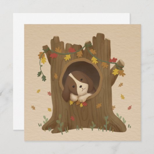 Cartes Pour Fêtes Annuelles Automne stupéfiant : Beagle (Devant / Derrière)