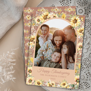 Cartes Pour Fêtes Annuelles Automne Tournesol Ferme Bon thanksgiving