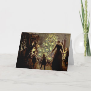 Cartes Pour Fêtes Annuelles Autour de l'arbre de Noël