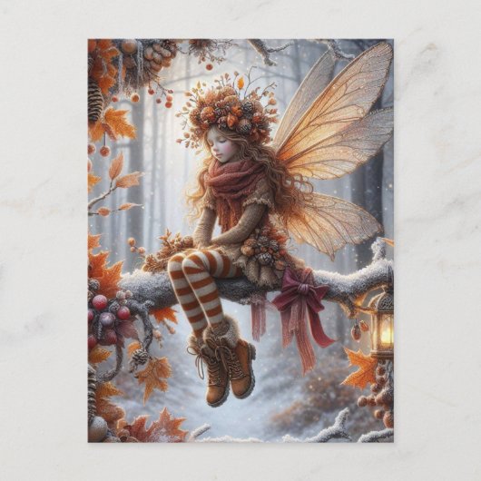 Cartes Pour Fêtes Annuelles Autumn Fairy, Fall Greeting, (Devant)