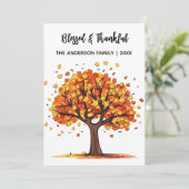 Cartes Pour Fêtes Annuelles Autumn Fall Tree Happy Thanksgiving Blessed (Debout devant)