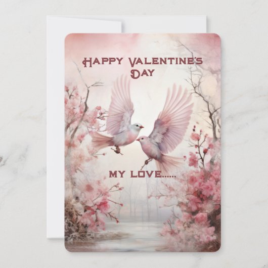 Cartes Pour Fêtes Annuelles Aux tourterelles blanches Vœux de la Saint-Valenti (Devant)