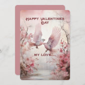 Cartes Pour Fêtes Annuelles Aux tourterelles blanches Vœux de la Saint-Valenti (Devant / Derrière)