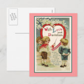 Cartes Pour Fêtes Annuelles Avec amour et dévotion Valentine victorienne (Devant / Derrière)