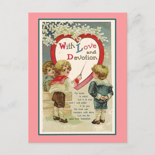 Cartes Pour Fêtes Annuelles Avec amour et dévotion Valentine victorienne (Devant)