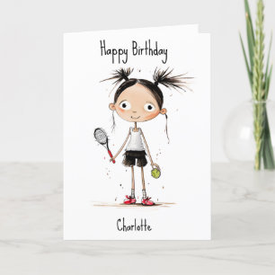 Cartes Pour Fêtes Annuelles Avec texte, jolie fille de tennis