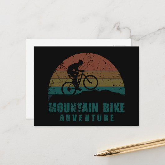 Cartes Pour Fêtes Annuelles Aventure Mtb mountain bike (Devant/Arrière en situation)