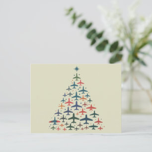 Cartes Pour Fêtes Annuelles Avion Arbre de Noël Retro Pilote de vol