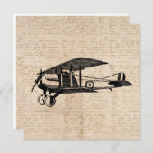 Cartes Pour Fêtes Annuelles Avion classique Antique Aviation Art Script Papier (Devant / Derrière)