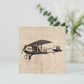 Cartes Pour Fêtes Annuelles Avion classique Antique Aviation Art Script Papier (Debout devant)