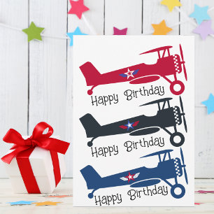 Cartes Pour Fêtes Annuelles Avion couleur mignon, Anniversaire Garçon, Minimal