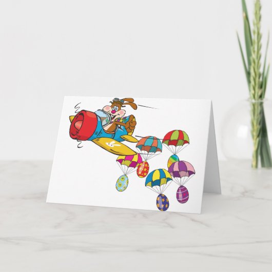 Cartes Pour Fêtes Annuelles Avion de lapin de Pâques (Devant)