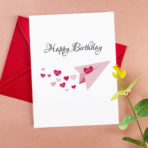 Cartes Pour Fêtes Annuelles Avion en papier rose, Romantique, Petit ami Annive