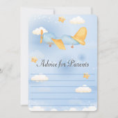 Cartes Pour Fêtes Annuelles Avion, Nuages & Etoiles, Bleu, Bébé garçon, mignon (Devant)