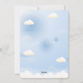 Cartes Pour Fêtes Annuelles Avion, Nuages & Etoiles, Bleu, Bébé garçon, mignon (Dos)