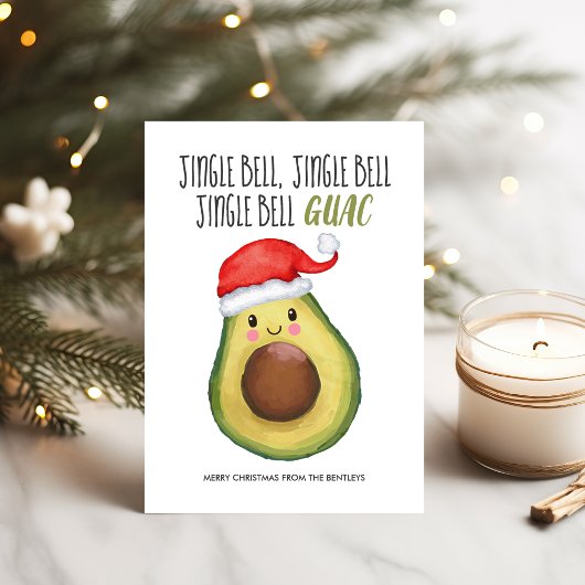 Cartes Pour Fêtes Annuelles Avocado Père Noël Jingle Bell Guac Noël