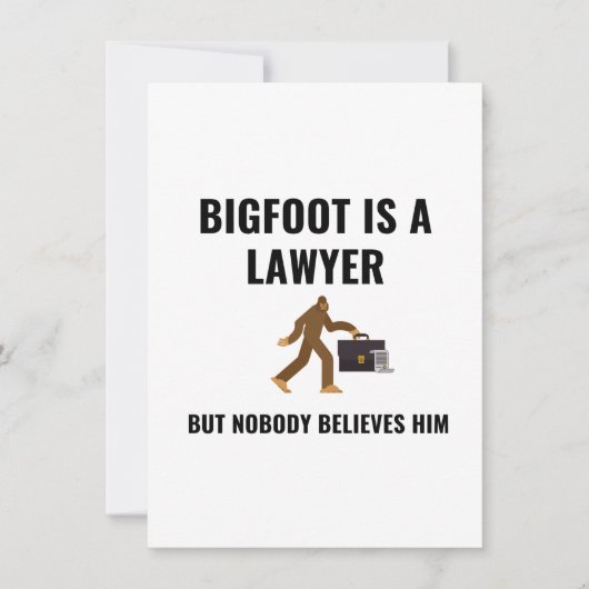 CARTES POUR FÊTES ANNUELLES AVOCAT BIGFOOT (Devant)